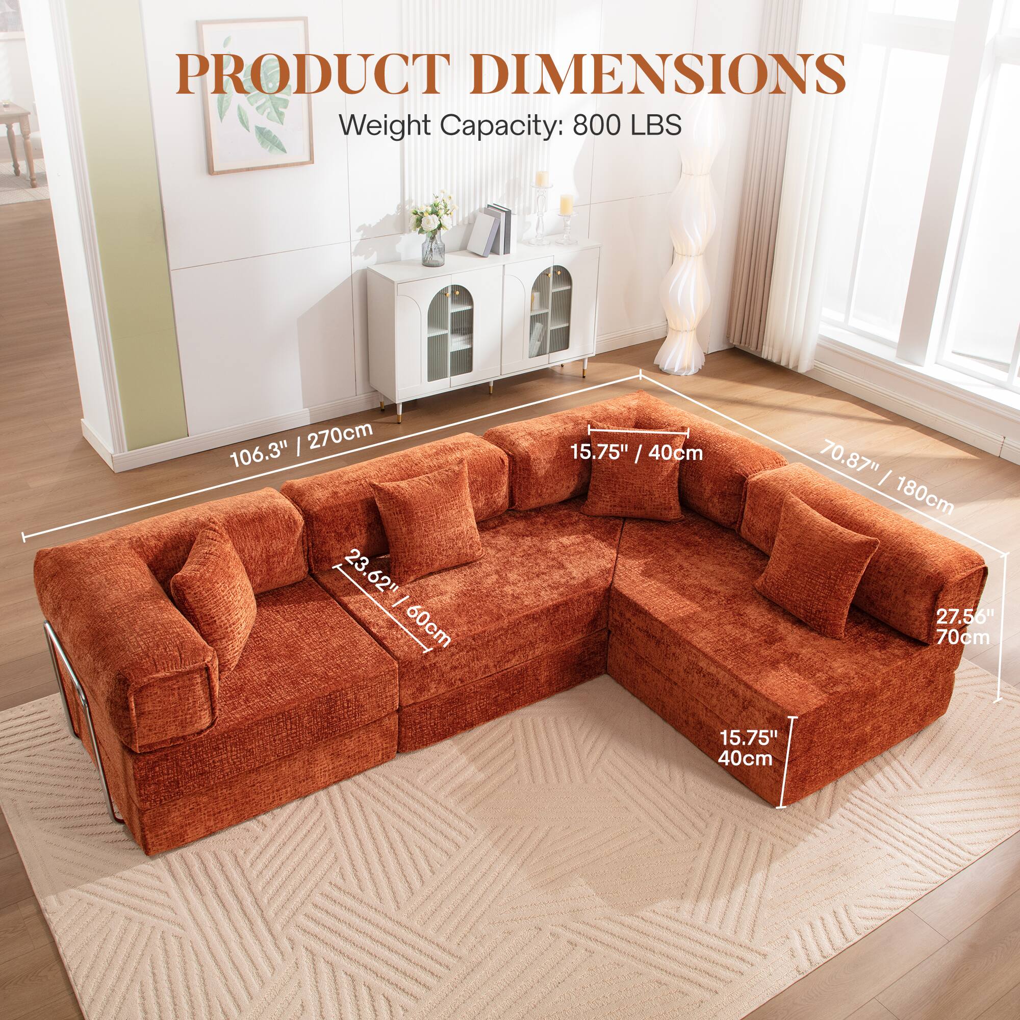 KERDOM Oversized Big Family Sofa Couch, 170 inches Extra Long