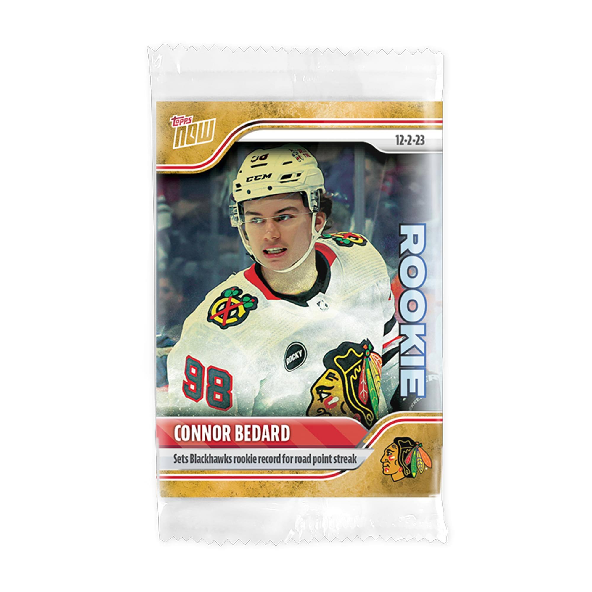 Tepper NQW DC - 2 CCM BOCKY 98 CONNOR BEDARD Sets Blackhawks rookie record for road point streak 12-2-23 ROOKIE ea