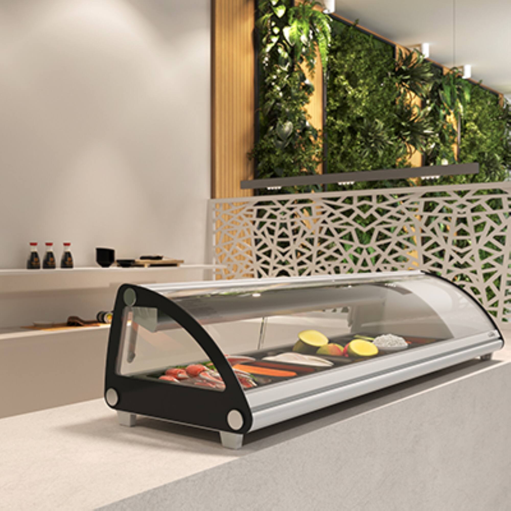 Alt View 6. Koolmore - 60 in. Glass Sushi Countertop Display Refrigerator with 6 Stainless Steel Trays in White (KM-SR60-WH) - White.