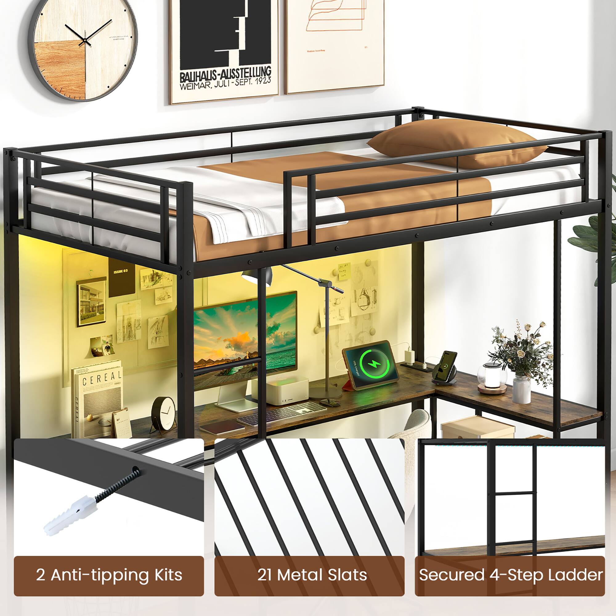BALHAUS AUSSTELLLING WEIMAR, JULI-SEPT. 1923 - CEREAL - 2 Anti-tipping Kits - 21 Metal Slats - Secured 4-Step Ladder