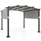 Front. Costway - Costway 10' x 10' Outdoor Pergola with Retractable Sunshade Canopy Anchored Plates Patio - Grey + Black.