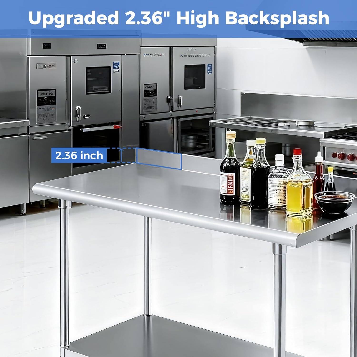 Upgraded 2.36" High Backsplash  
2.36 inch