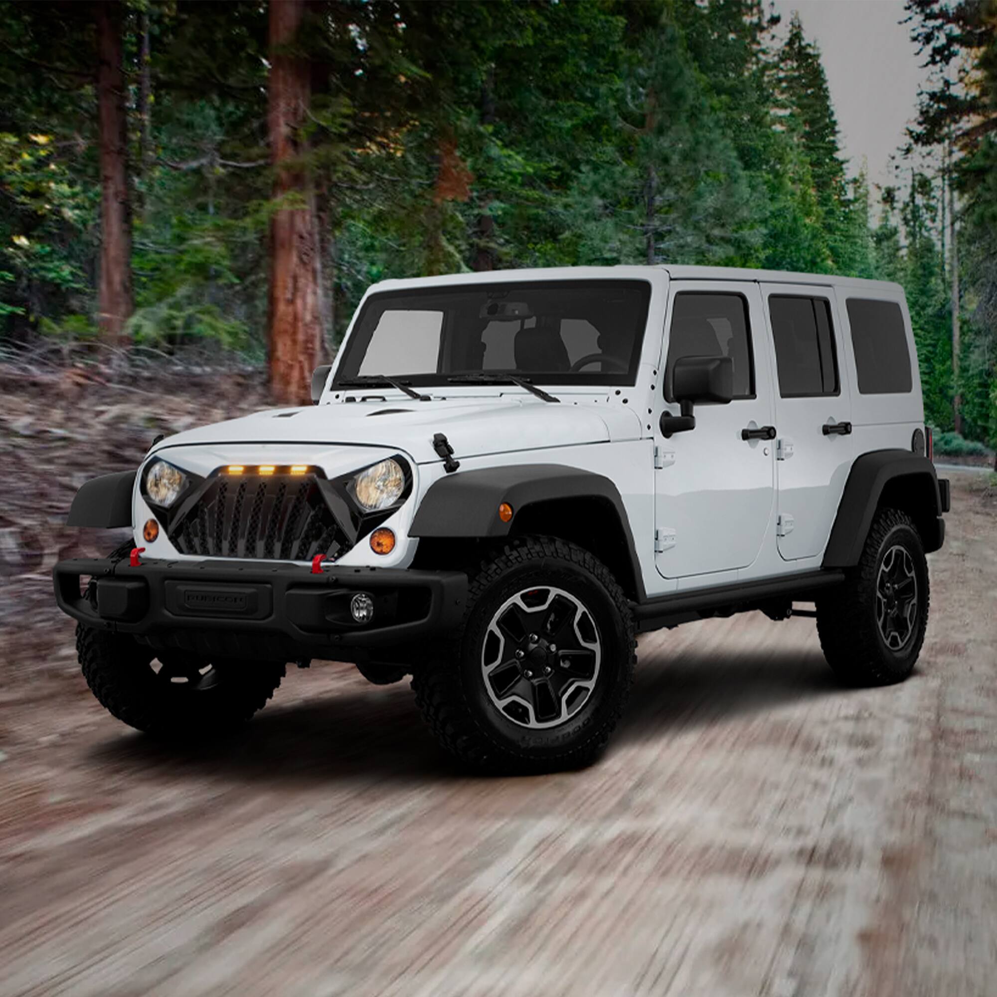 Alt View 5. AMERICAN MODIFIED - American Modified Goliath Grille Compatible with 2007-2018 Jeep Wrangler JK - White Black.