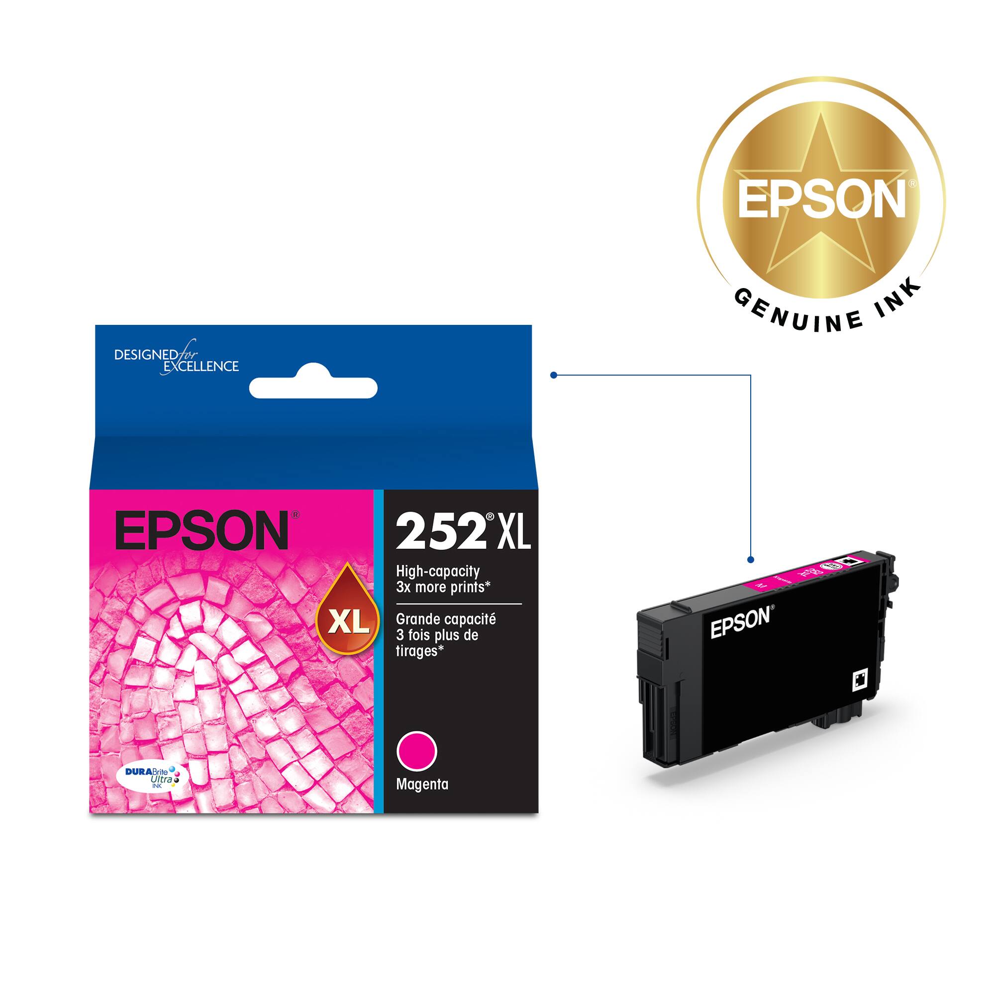 EPSON GENUINE INK 252XL XL High-capacity 3x more prints* XL Grande capacit 3 fois plus de tirages* P 61 EPSON' DURA/ Magenta