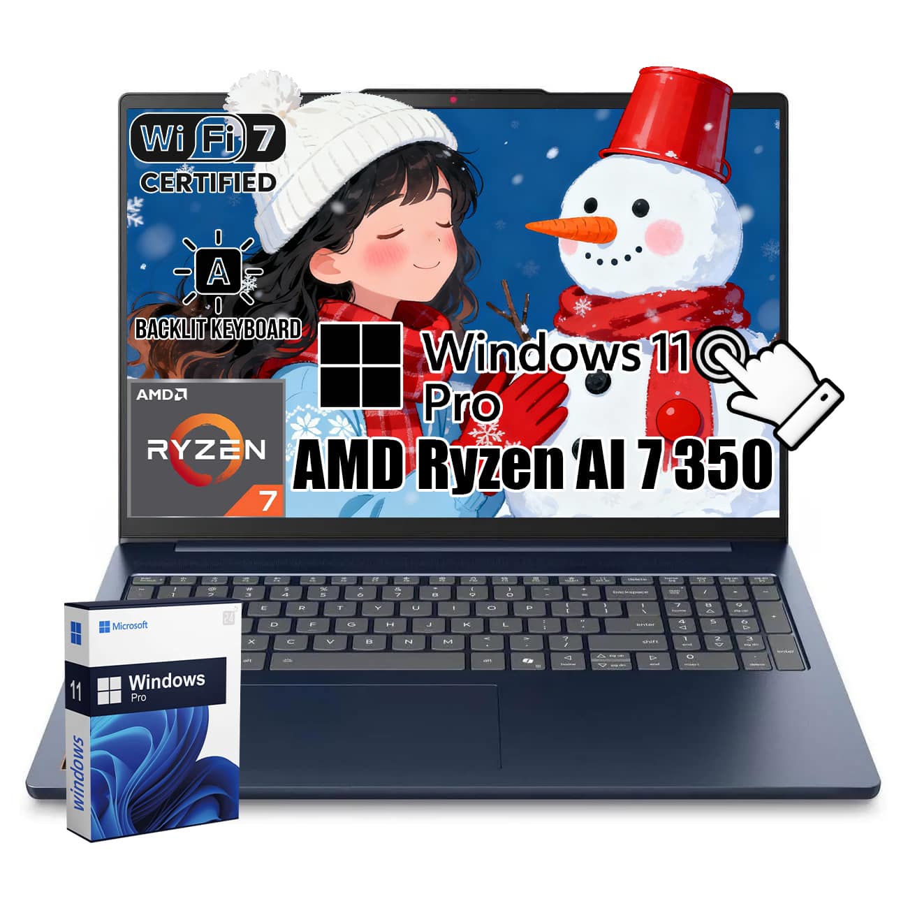 Lenovo - IdeaPad Slim 5 16" WUXGA Touch - AMD Ryzen AI 7 350 - 16GB RAM - 2TB SSD - Backlit KB - Windows 11 Pro - Blue