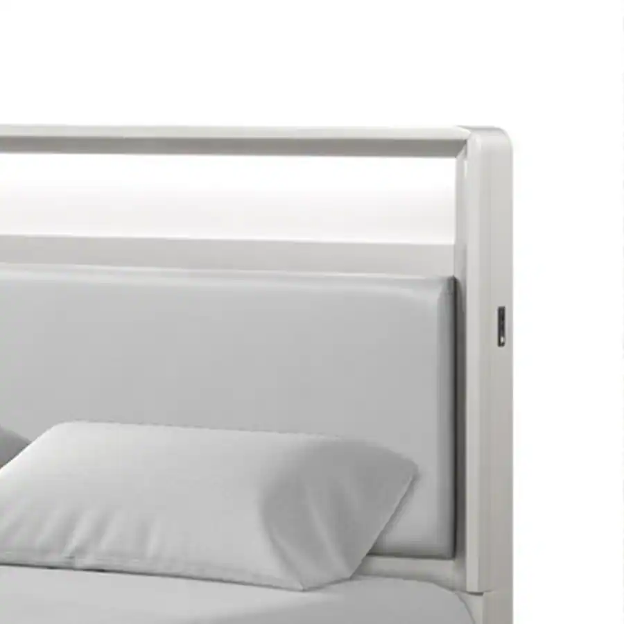 Broy Manhattan Lane Broy Twin Size Bed w LED Bookcase Headboard, Veneer ...