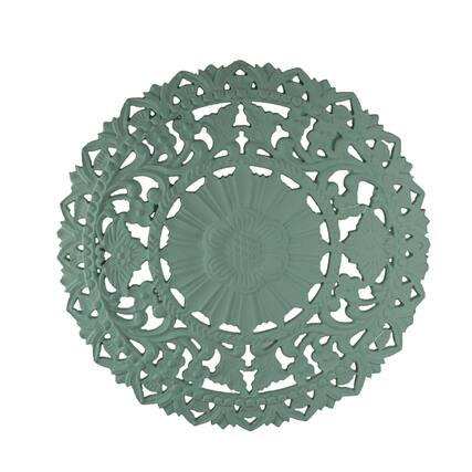 Front. Fancy That - 24 Inch Mint MDF Filigree Wall Art Home Decor Sculpture Decorative Floral Plaque - Green.