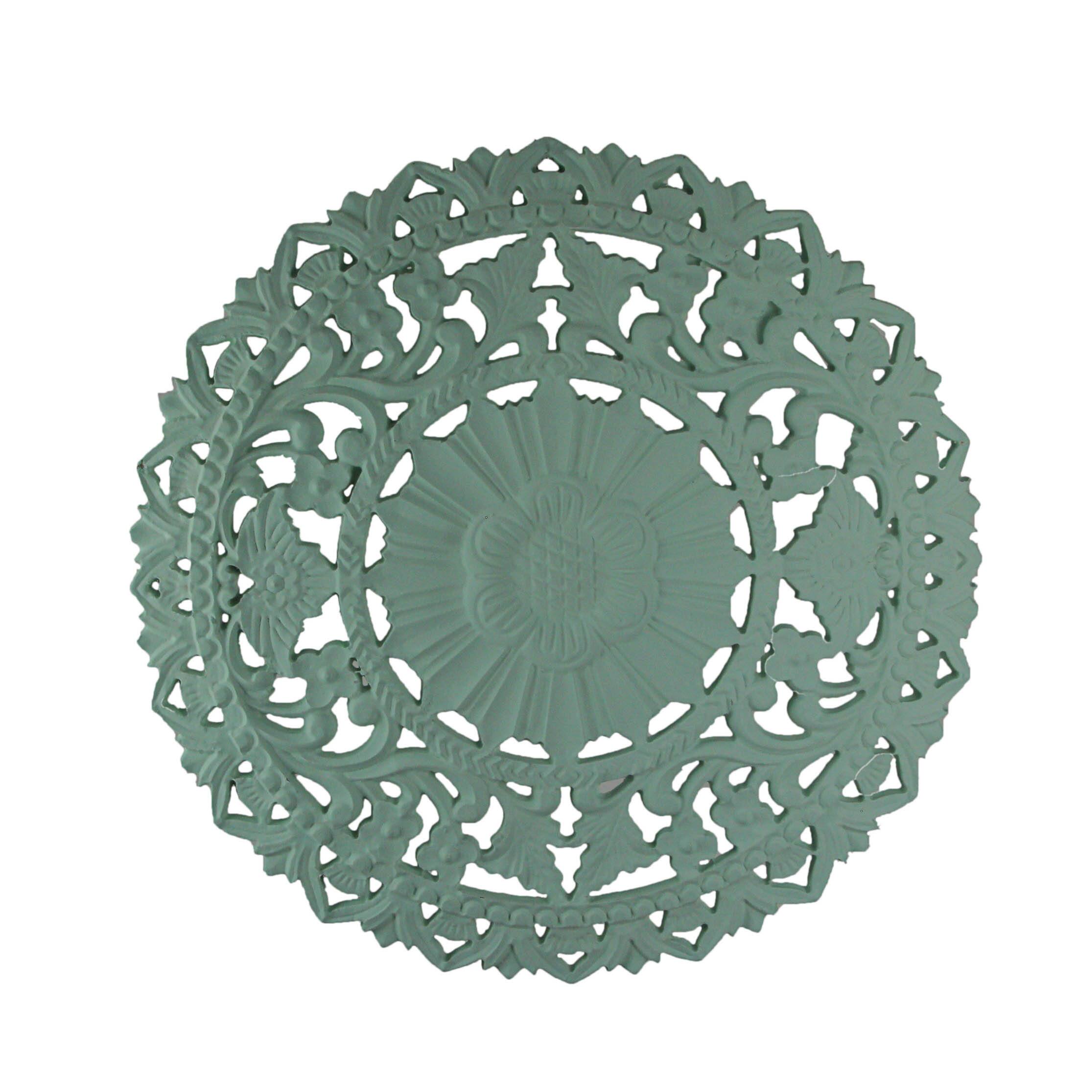 Front. Fancy That - 24 Inch Mint MDF Filigree Wall Art Home Decor Sculpture Decorative Floral Plaque - Green.