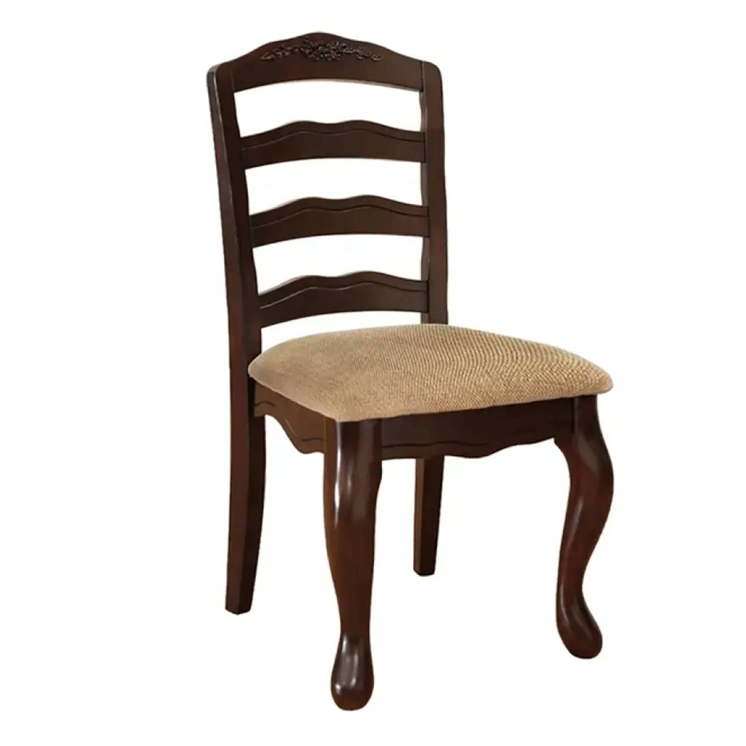 Alt View 2. Manhattan Lane - Viny 7pc Dining Table Set with 6 Fabric Chairs, Dark Walnut Solid Wood - Dark Walnut Brown.