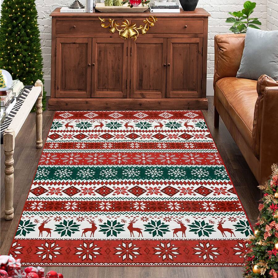 GARVEE Festive Evergreen Classic Holiday Area Rug with Deer ...