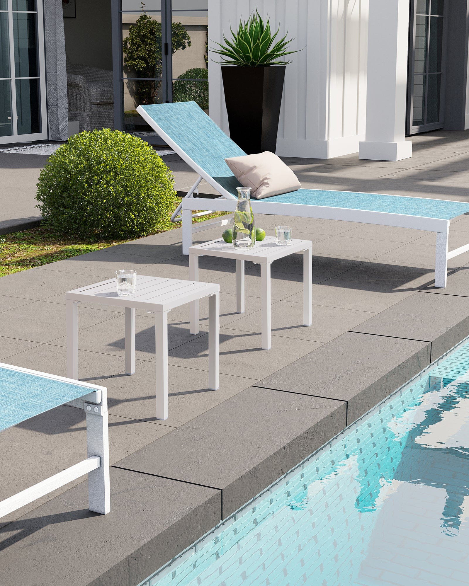 Left. Crestlive Products - Crestlive Products Aluminum Square Side Table Small Patio Coffee Bistro - Beige.