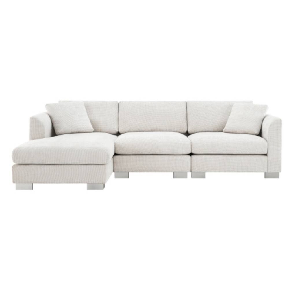 Alt View 7. LUCKY ONE - 96" L-Shape Modern Cloud Chenille Sectional Sofa w/ Oversized Chaise & 2 Pillows - Minsk Gray.