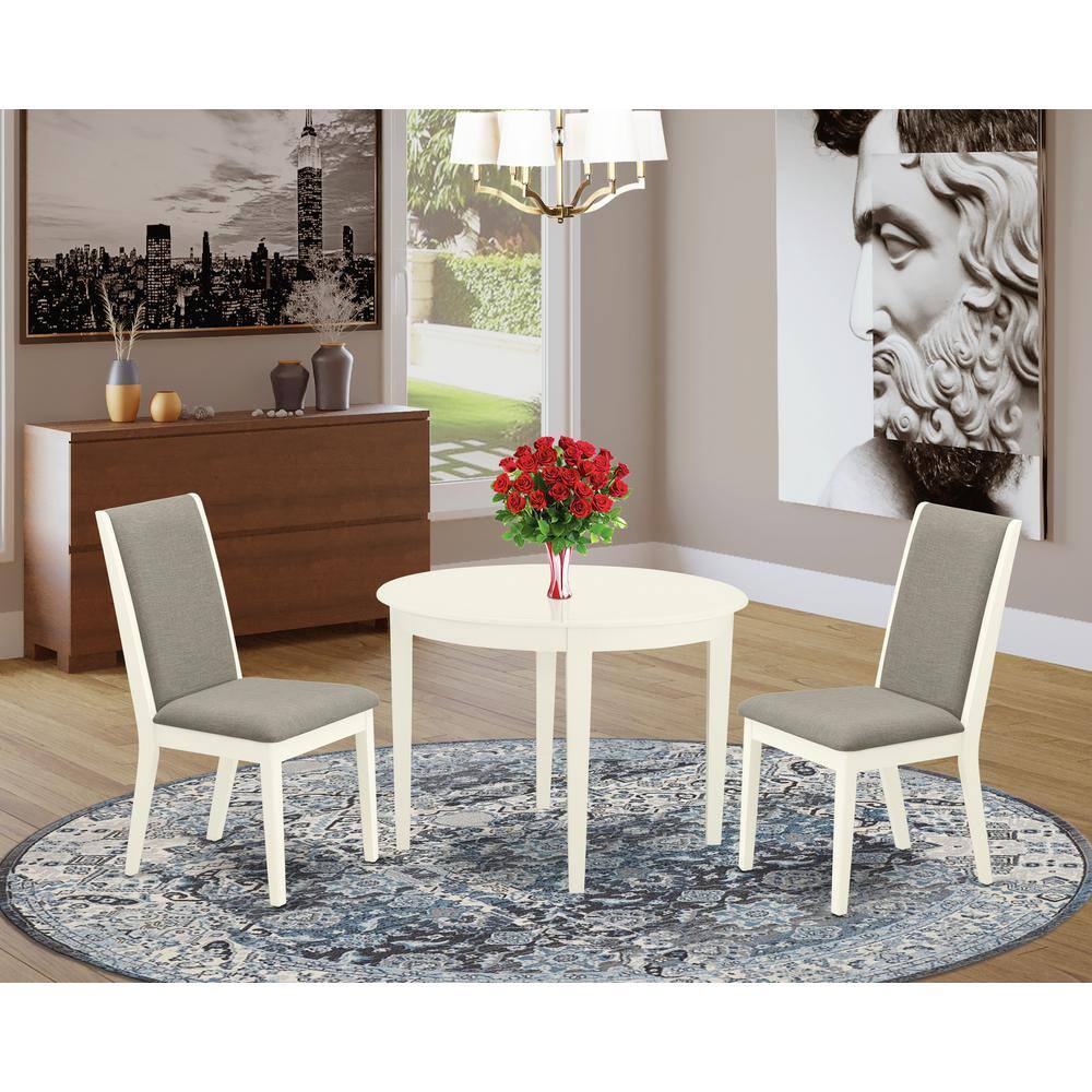 Left. East West Furniture - Dining Room Set Linen White - Brown.