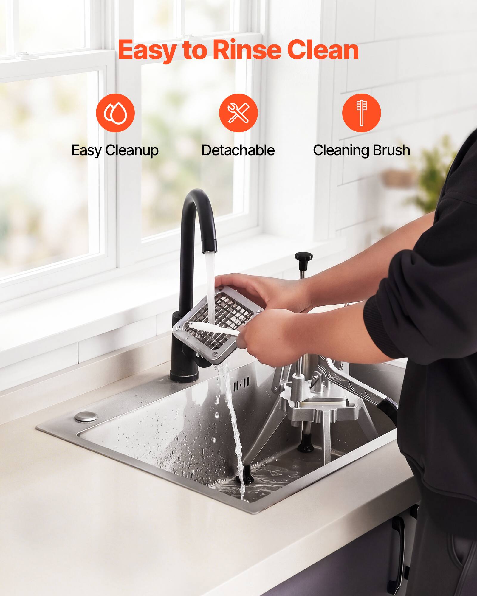 Easy to Rinse Clean  
Easy Cleanup  
Detachable  
Cleaning Brush