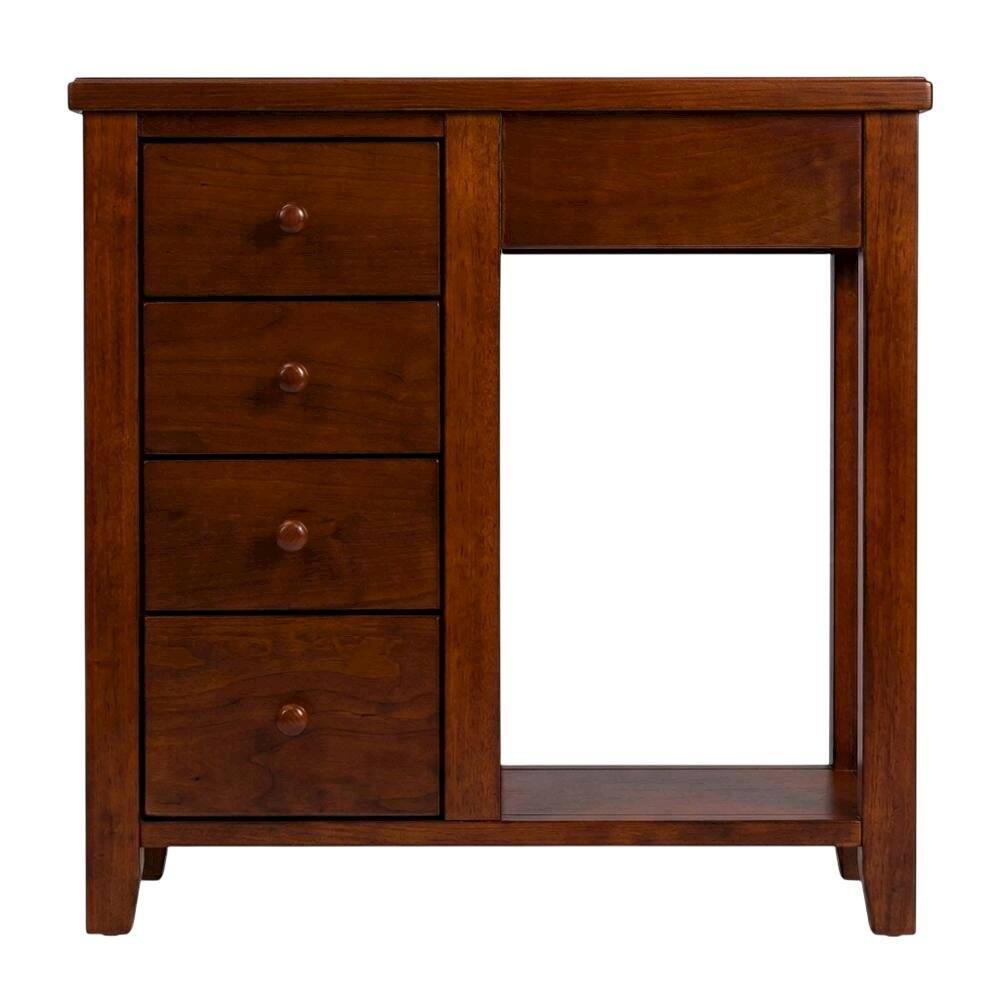 Left. Starlight Canyon Home - 4-Drawer Chairside Chest with Storage, Transitional Side Table for Living Room - Medium Brown.