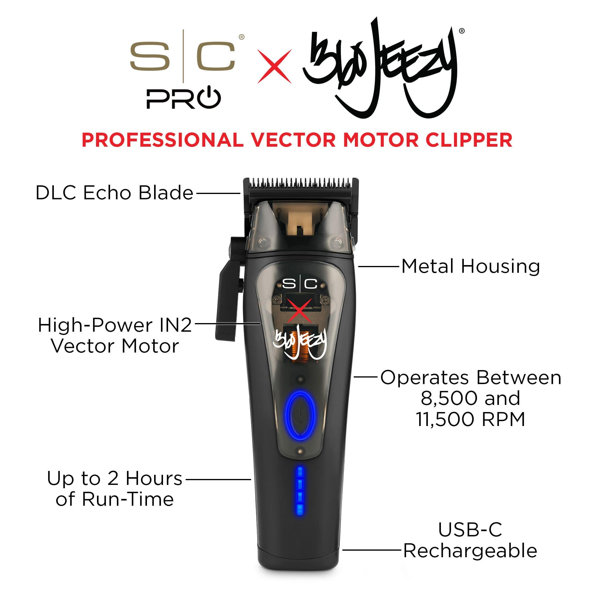 StyleCraft SC x 360 Jeezy IN2 Vector Hair Clipper Black SC614B