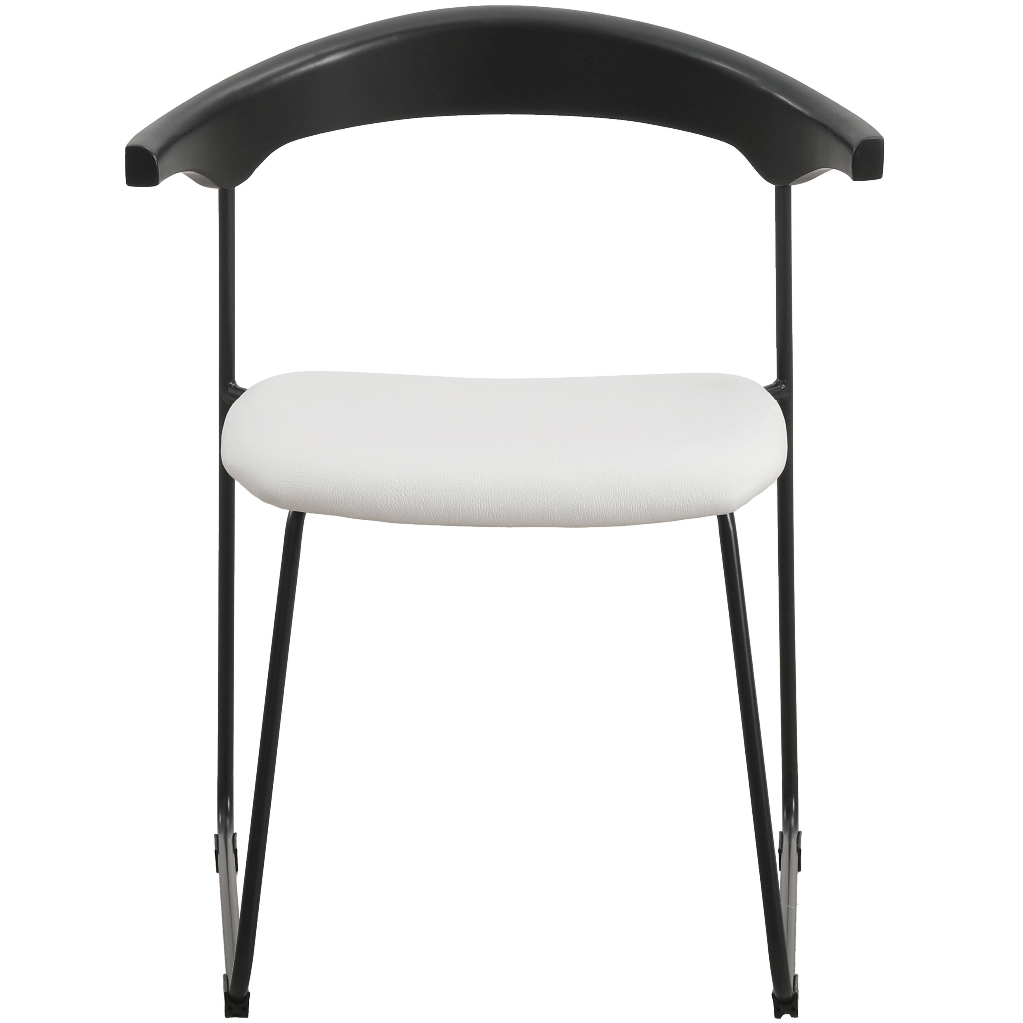 Alt View 3. LeisureMod - Lyra 2-PCS Modern Fabric & Beech Wood Dining Chair with Iron Legs - Black/White.