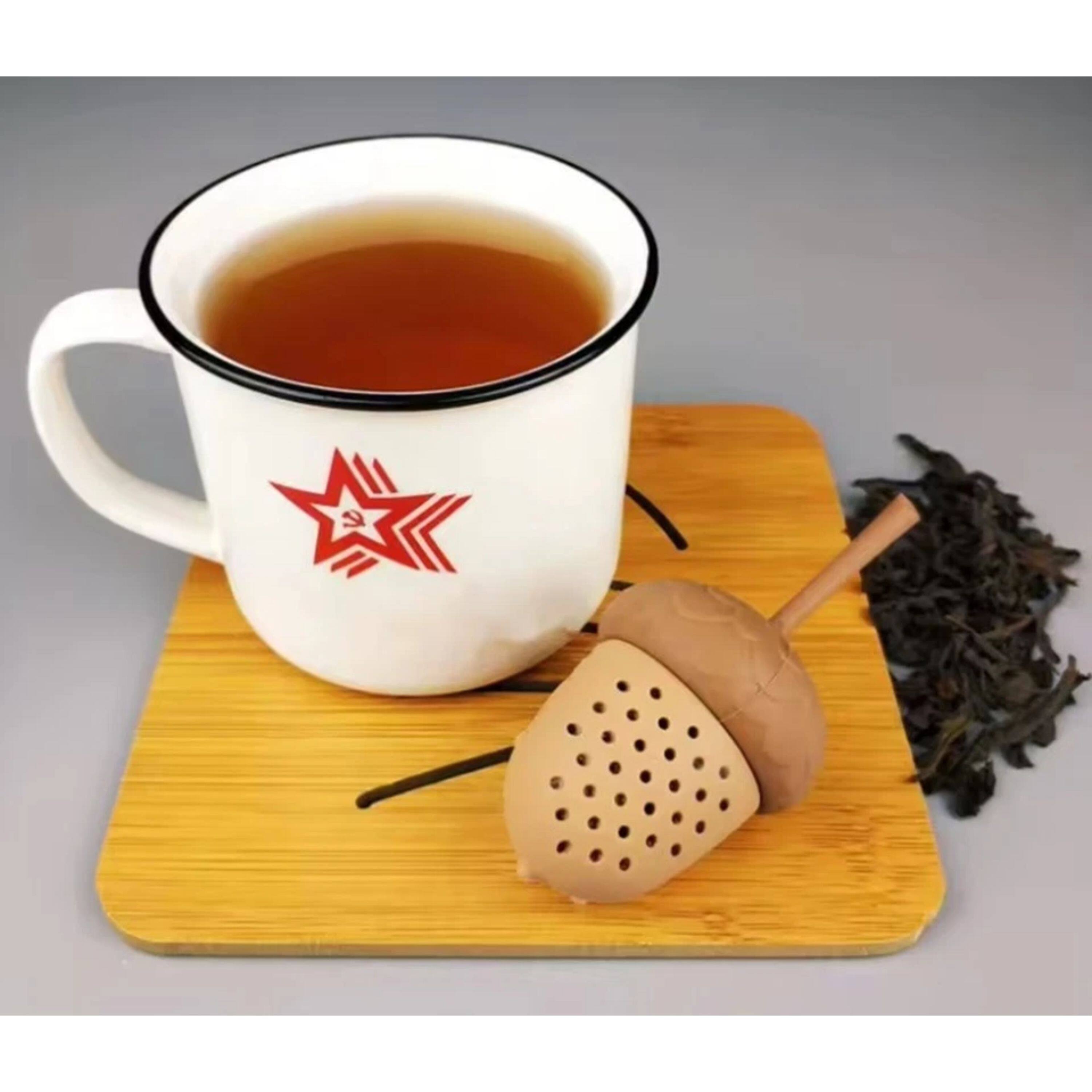 Alt View 1. Kitcheniva - Food Grade Silicone Pine Cone Tea Infuser - Brown.