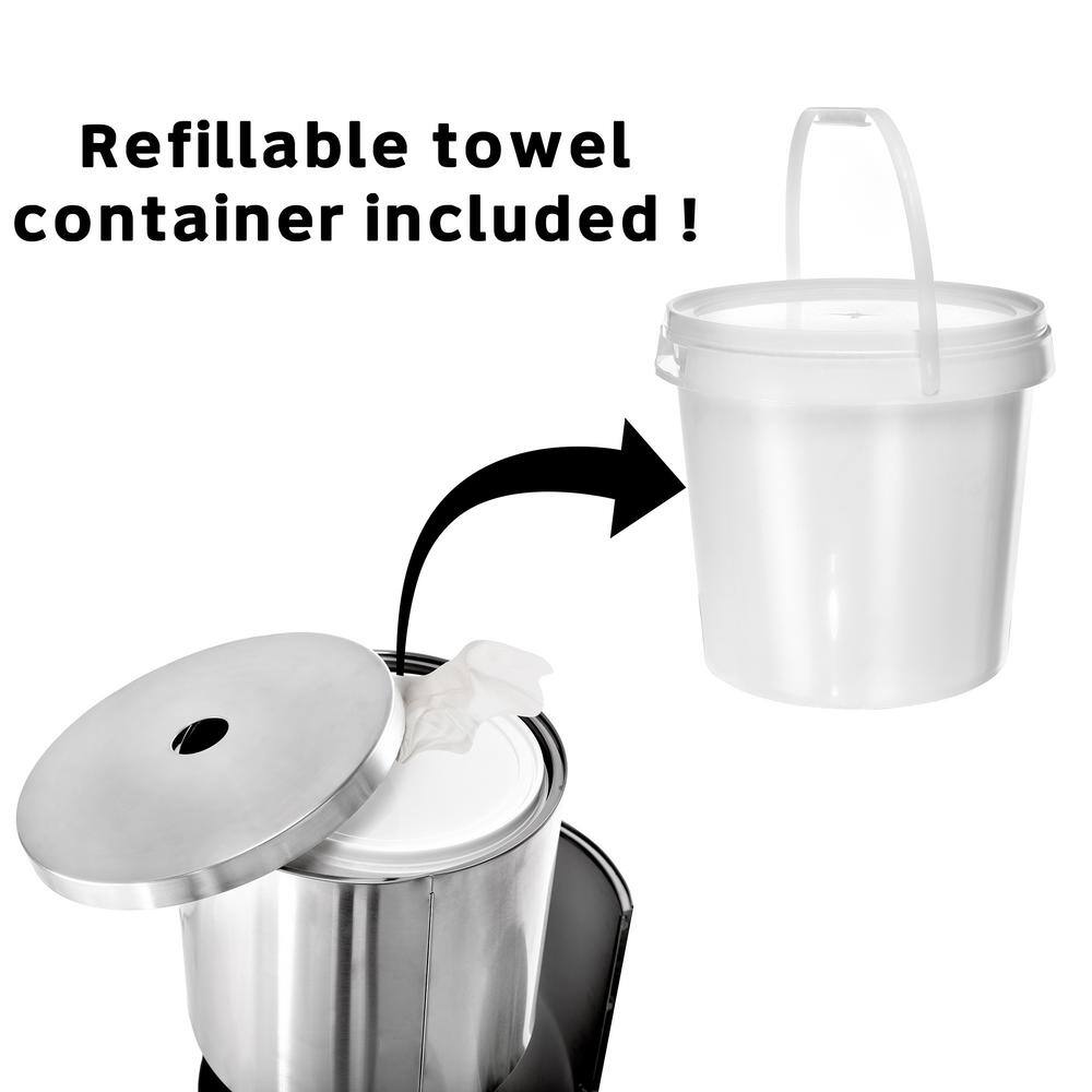 Refillable towel container included!
