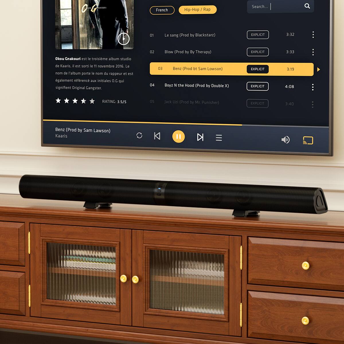 Alt View 4. Topteng - ​​BS-56 2.0ch Detachable Bluetooth 5.3 Soundbar with Wireless Subwoofer Portable Home Theater for TV/PC​ - Black.