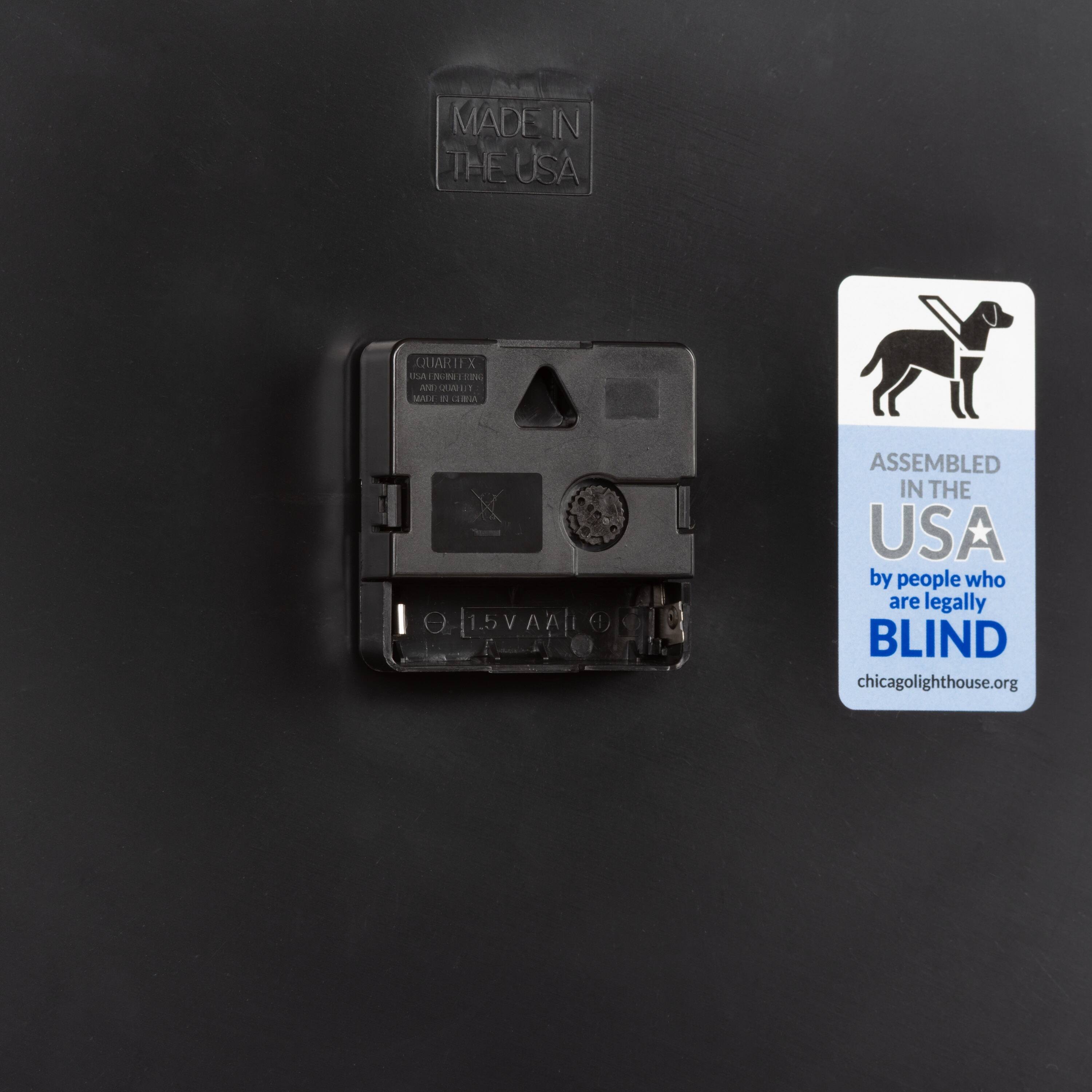 MADE IN THE USA

QUARTZ X
ARTIFICIAL
SWISS MADE

1.5V A

ASSEMBLED IN THE USA
by people who are legally BLIND
chicagolighthouse.org