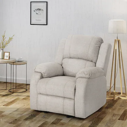 Front. APRILSOUL - Manual Recliner Chair Beige Linen Fabric - Beige.