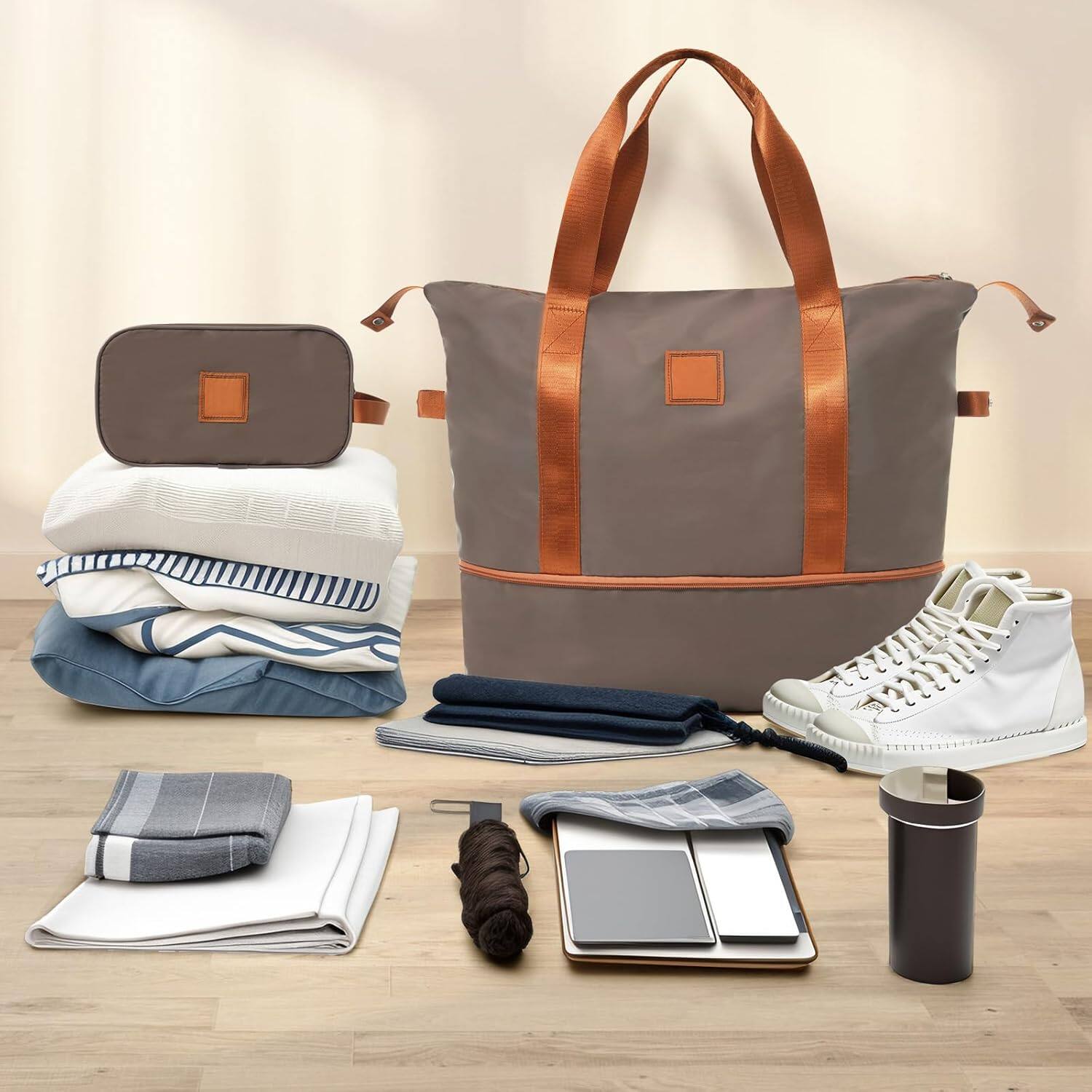 Angle. MOOSOO - 20 INCH Hardshell Luggage Sets 3 Piece Carry-on Suitcase Double Spinner Wheels with TSA Lock for Men Women - Coppery.