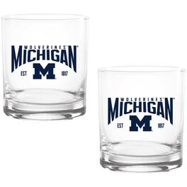 Indigo Falls - Michigan Wolverines Two-Pack 14oz. Established Rocks Glass Set - Multicolor
