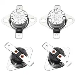 Unique Bargains - 4pcs KSD301 Thermostat 130°C/266°F 16A Normally Closed N.C Adjust Snap Disc Temperature Switch Ceramic - Silver