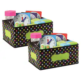 Teacher Created Resources - Chalkboard Brights Small Storage Bin, 8" x 11" x 5", Pack of 2