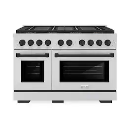 ZLINE - Autograph 48 in. Paramount Gas Range with 8 Burner DuoPro Cooktop w/ Matte Black Accents (PSGRZ-48-MB) - Stainless Steel