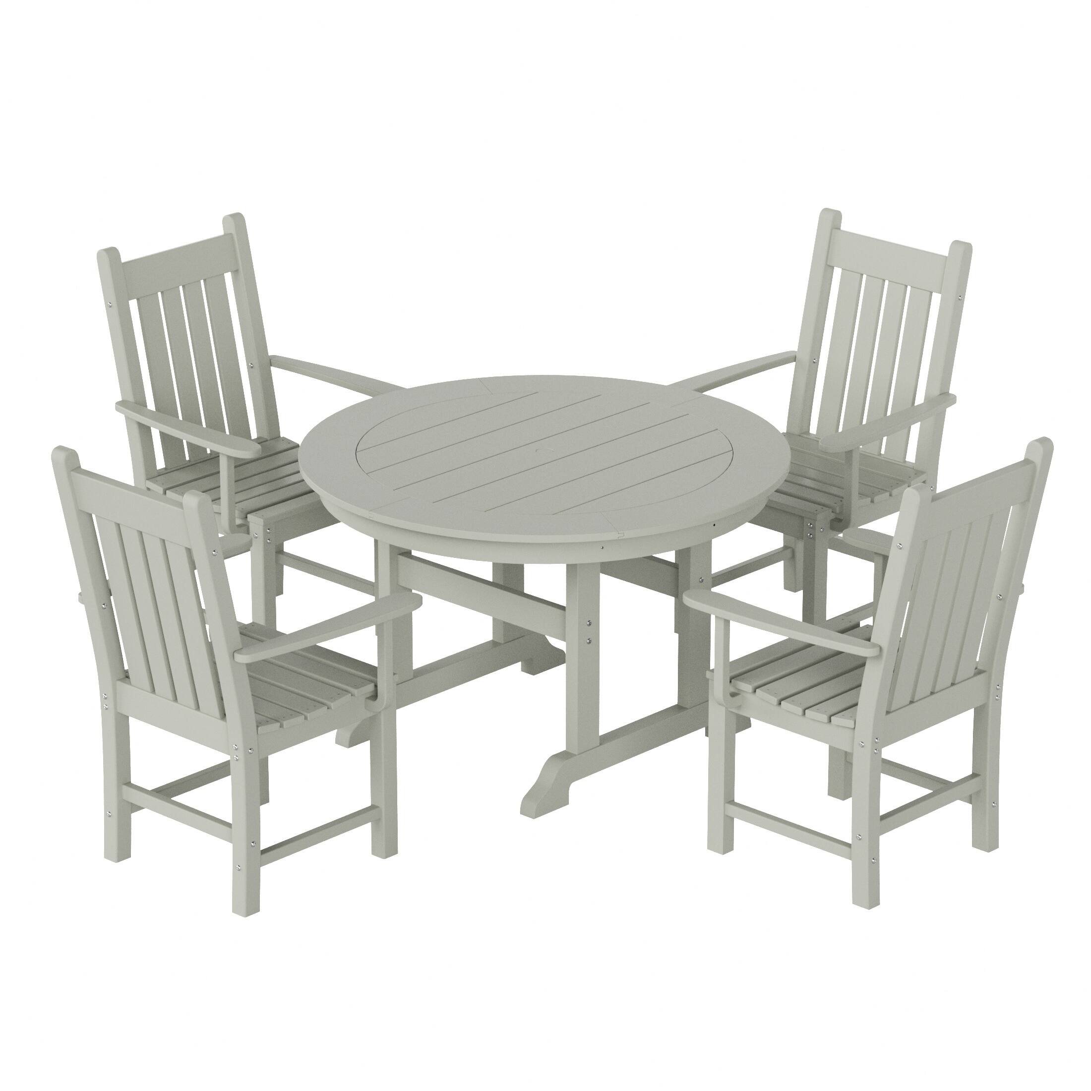 WestinTrends - Malibu 5 Piece Outdoor Patio Dining Set Outdoor Round Table and Armchair Set - Sand price history on PriceWatchPro