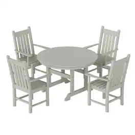 WestinTrends - Malibu 5 Piece Outdoor Patio Dining Set Outdoor Round Table and Armchair Set - Sand