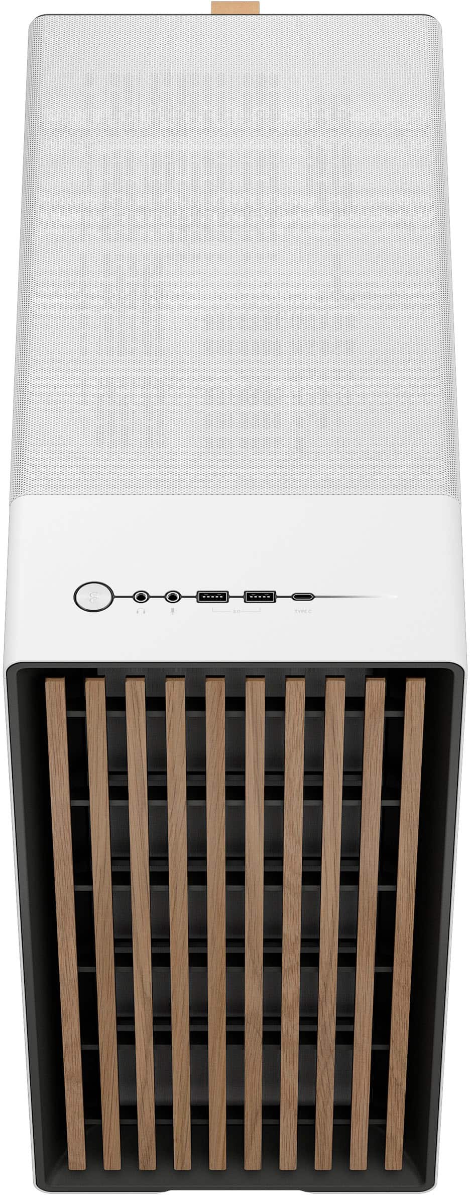 Alt View 18. Fractal Design - North Chalk White with Oak Front and Clear TG Side Panel Mid-Tower PC Case - White.