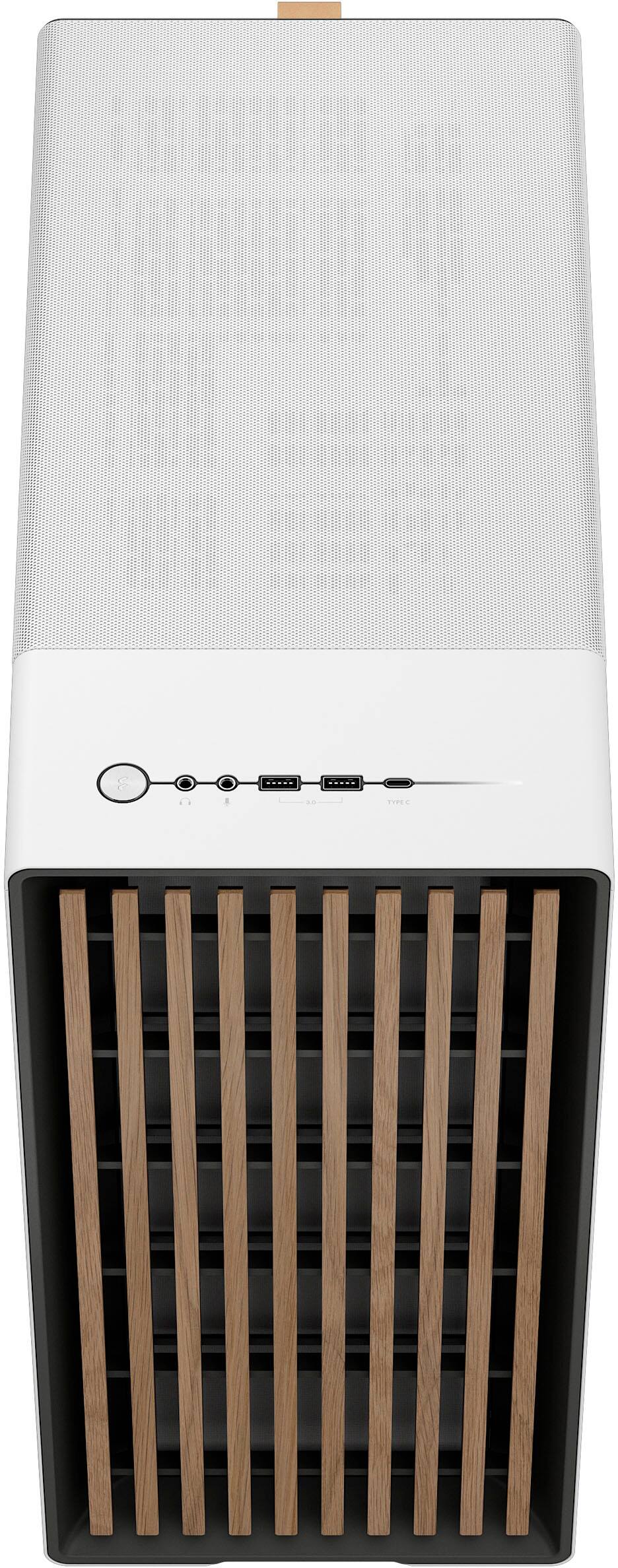 Alt View 18. Fractal Design - North Chalk White with Oak Front and Clear TG Side Panel Mid-Tower PC Case - White.