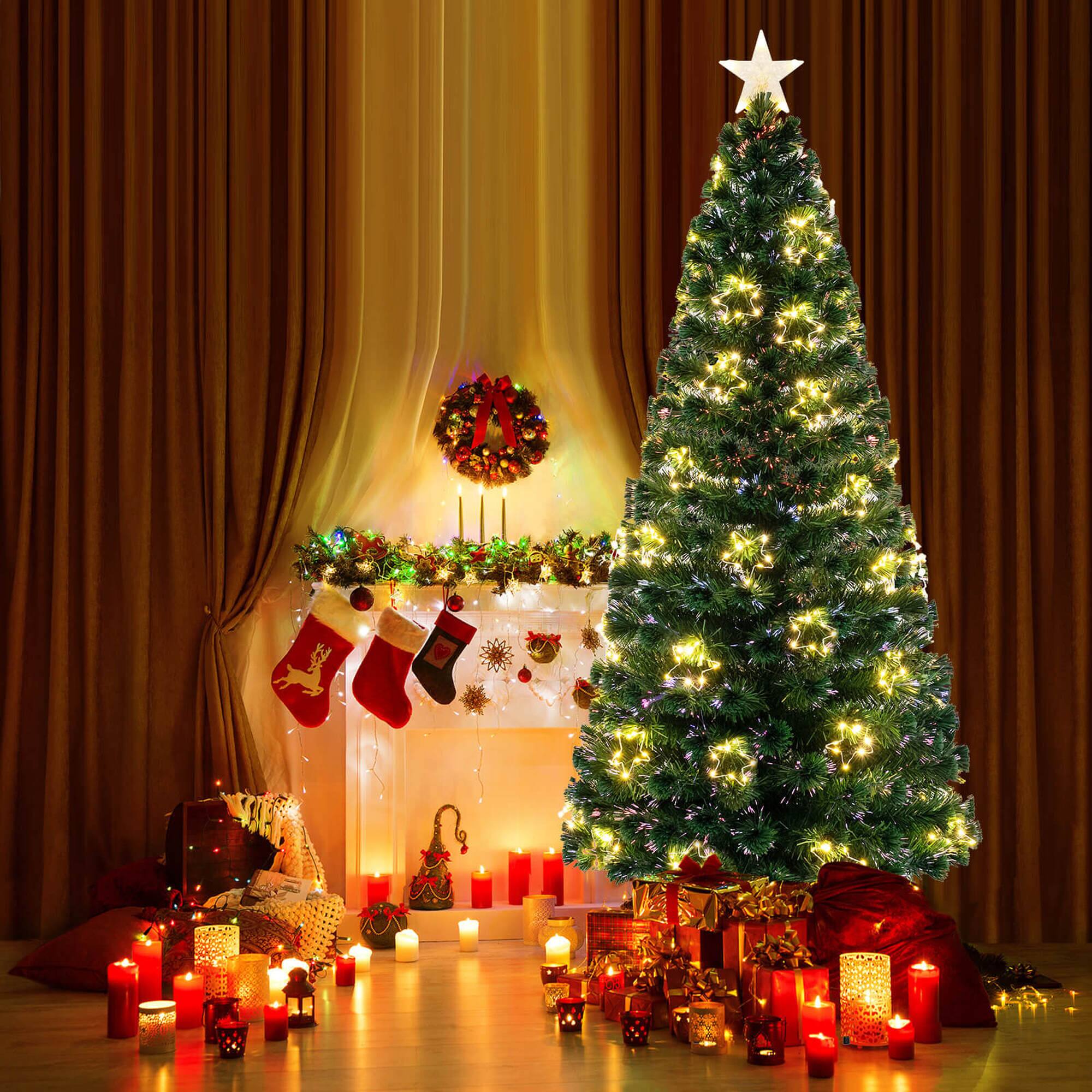 Alt View 1. Costway - Costway 7 FT Artificial Xmas Tree with 270 Branch Tips 509 Warm White LED Lights - Green.