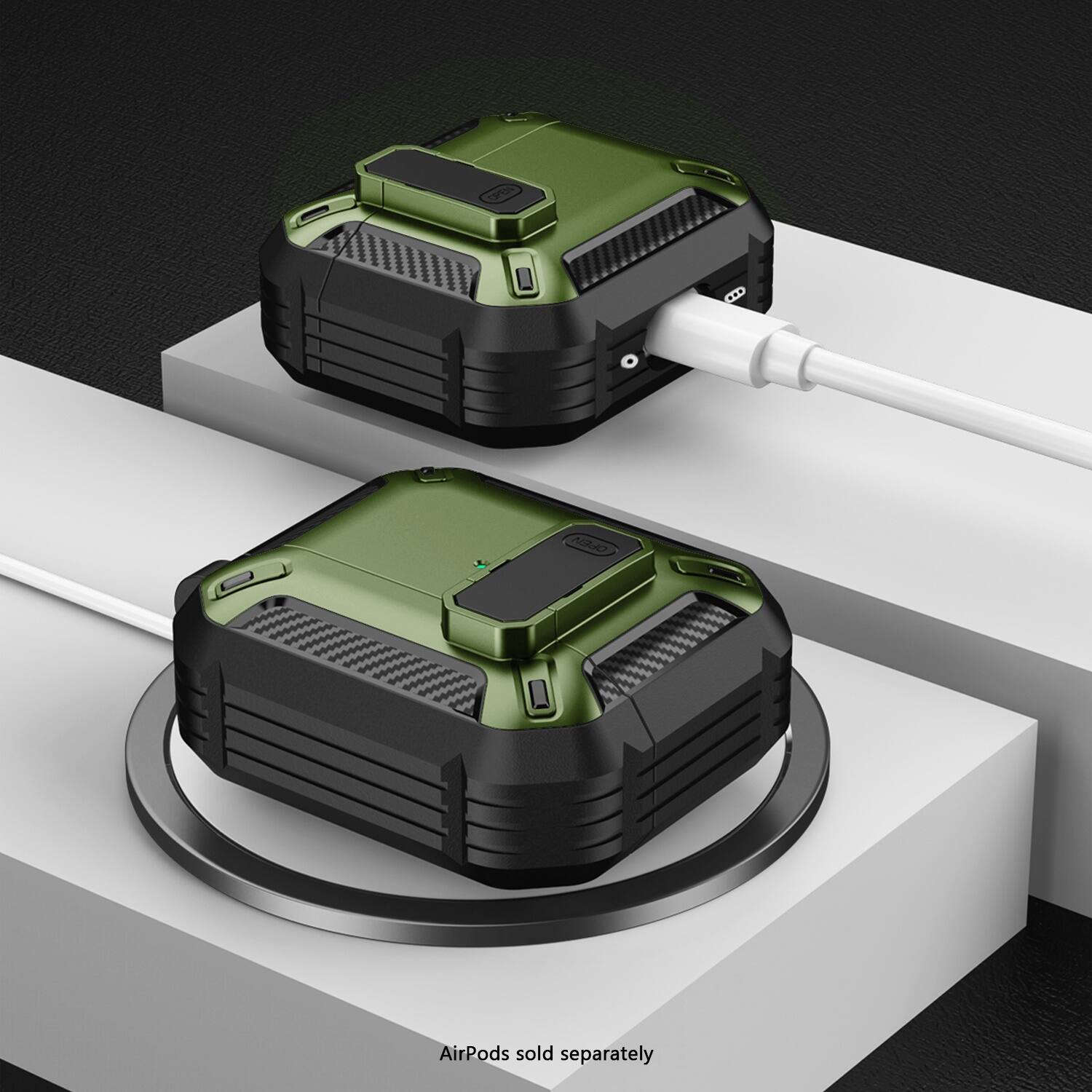 The text on the image reads "AirPods sold separately."