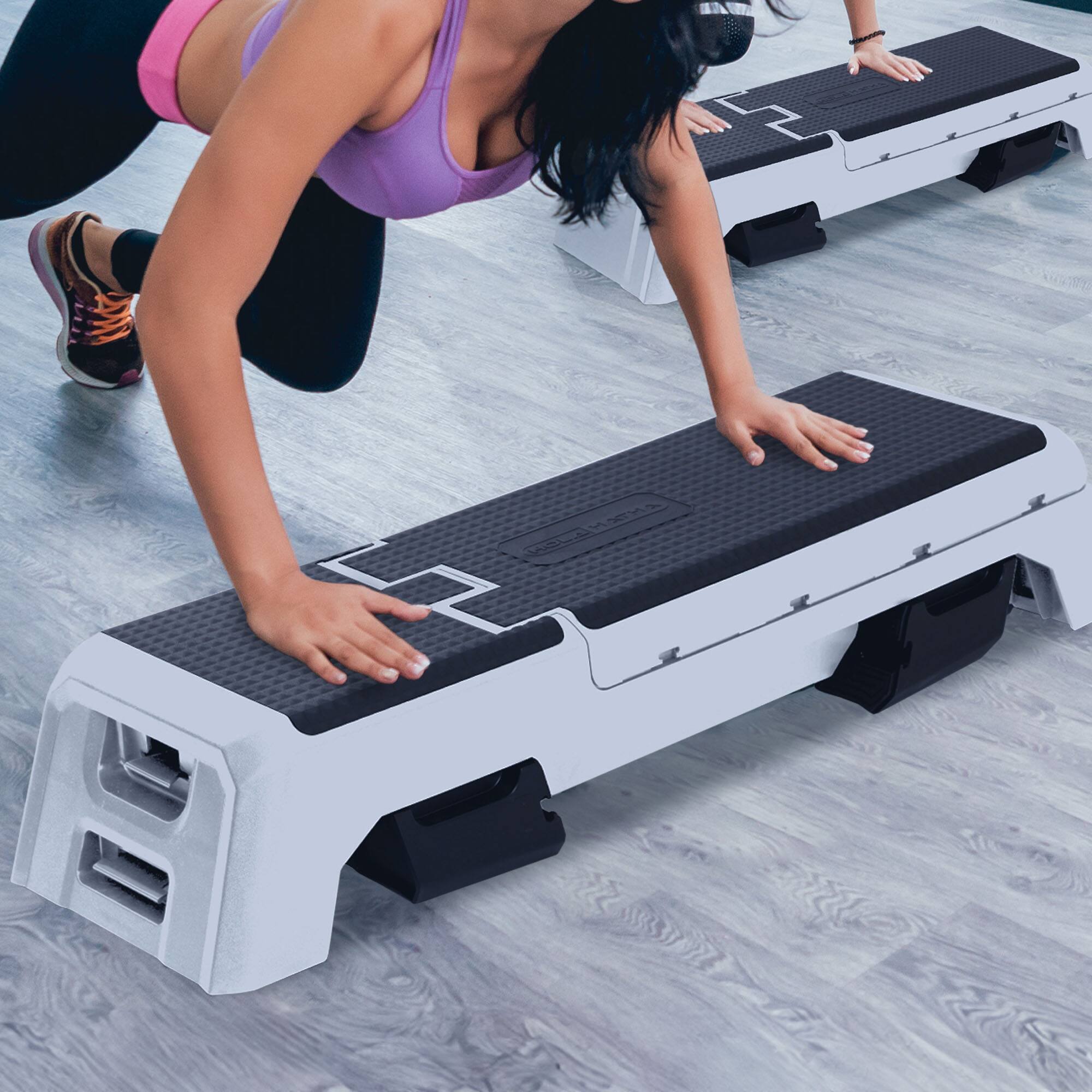 Alt View 4. HolaHatha - HolaHatha Adjustable Stepper, Fitness Aerobic Deck w/Storage Compartment, Silver - White.