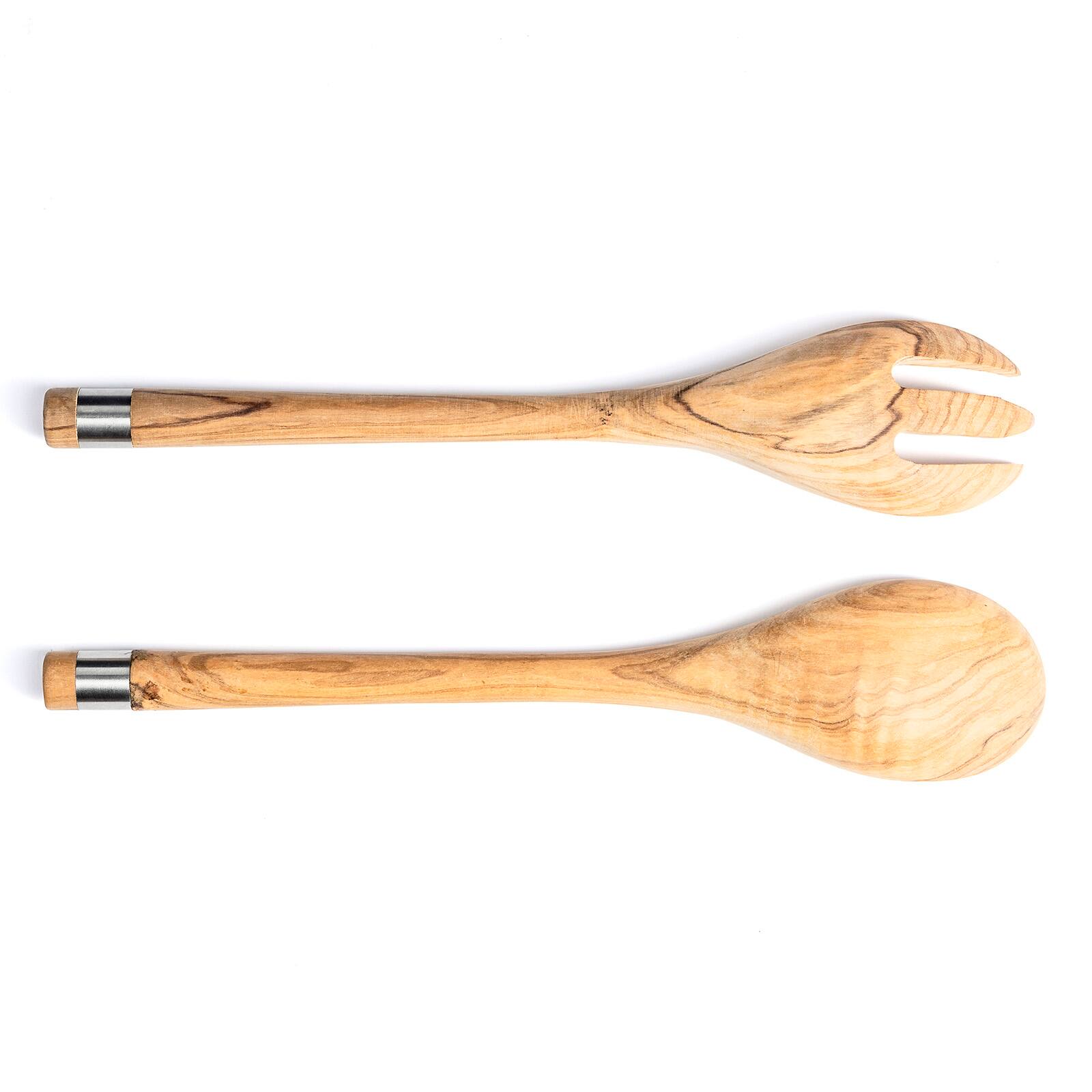 Alt View 3. Berard - France Olive Wood Handcrafted 2 Piece Salad Server Set - Brown.