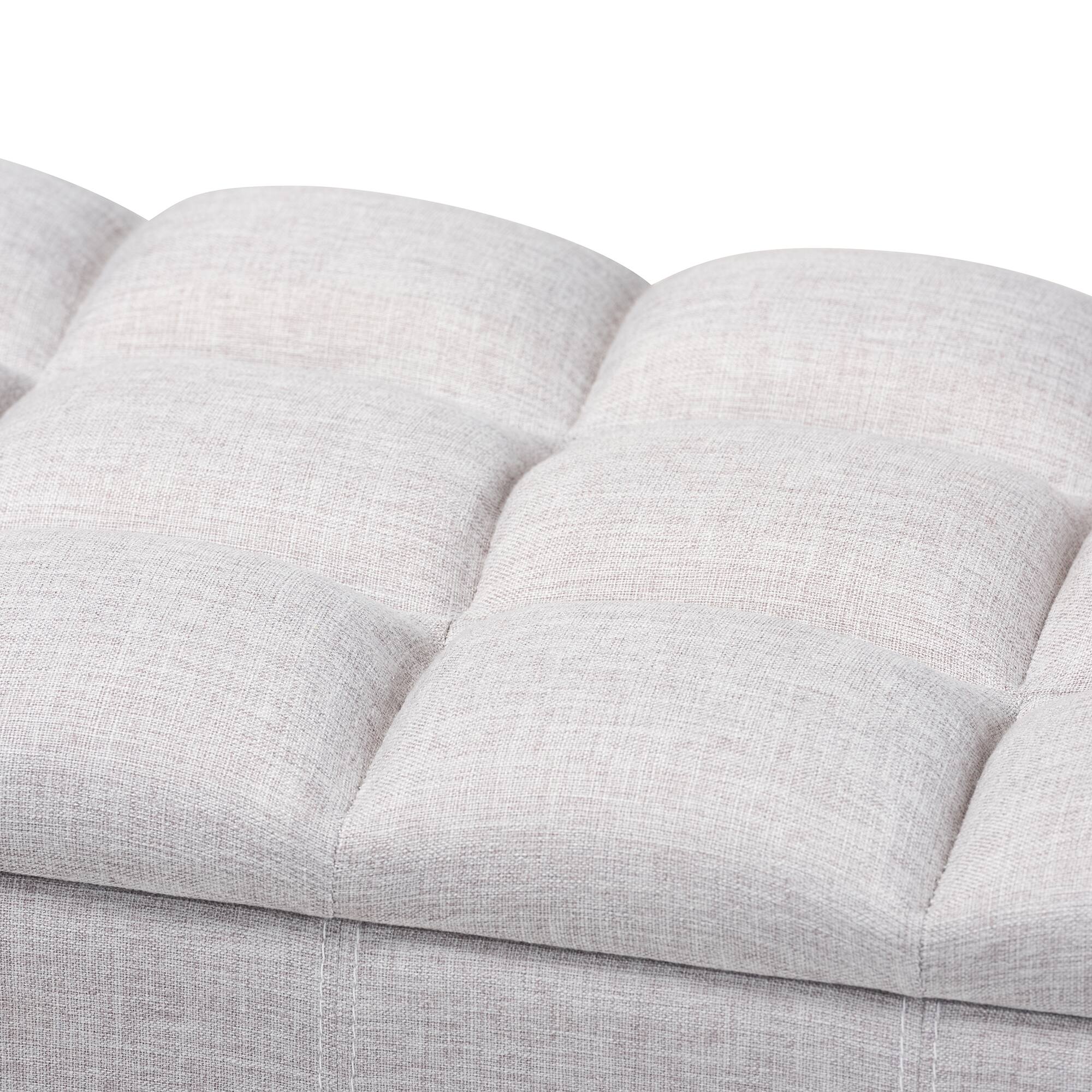 Alt View 2. Baxton Studio - Brette Mid-Century Modern Fabric Upholstered Finished Wood Storage Bench Ottoman - Grayish Beige.