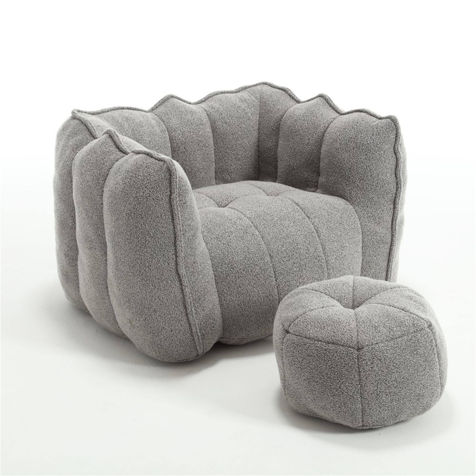 Front. Boyel Living - Soft Bean Bag Chair with High Resilient Foam(Chips)for living room and bedroom - Grey.