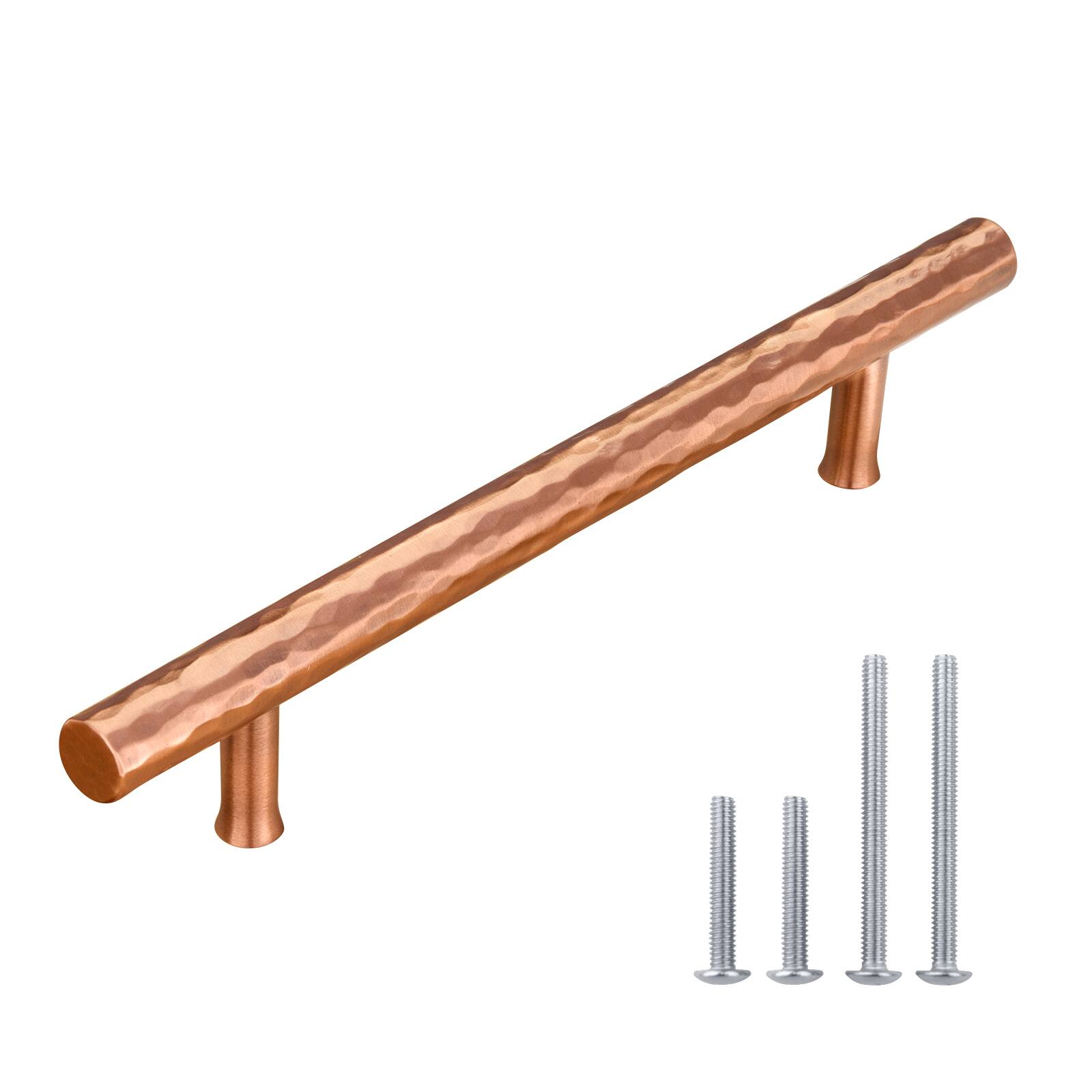 Angle. Akicon - Akicon Solid Brass 5 Inch Hole Center Kitchen Cabinet Handles Drawer Pulls 5-Pack in Copper - Copper.