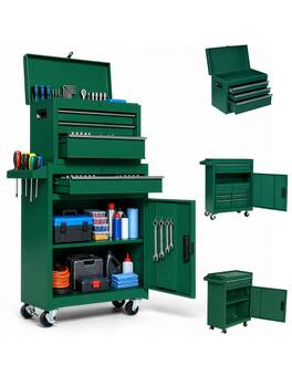 Winado - Rolling 4-drawer Tool Chest Mechanic Tool Organizer Tool Box with Adjustable Shelf & Lockable Wheel for Garage, Workshop - Army Green