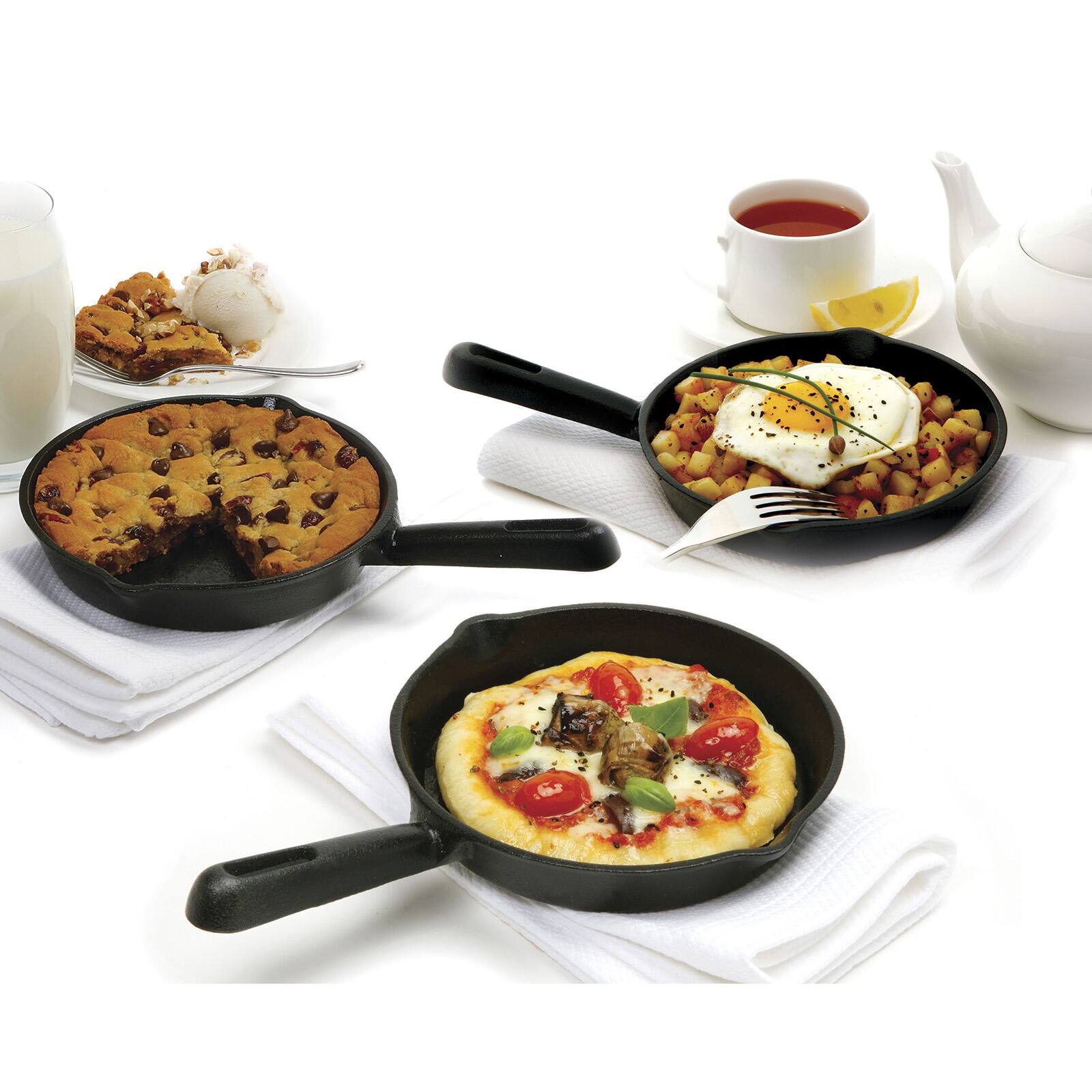 Alt View 2. Norpro - Pre-Seasoned Cast Iron Mini Pizza Skillet, Black - Black.