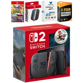 Switch 2 + Mario Kart World Bundle with Super Mario Party Jamboree, Extra Joy-Cons, MightySkins Code and 1 CPS - Nintendo Switch 2