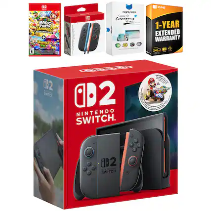 002 - SUPER MARIO PARTY JAMBOREE + JAMBOREE TV
002 - mightyskins SKINS TO CUSTOMIZE YOUR SWITCH
1-YEAR EXTENDED WARRANTY
NINTENDO SWITCH
Includes:
- SUPER MARIO PARTY JAMBOREE
- JAMBOREE TV
- mightyskins SKINS TO CUSTOMIZE YOUR SWITCH
- 1-YEAR EXTENDED WARRANTY