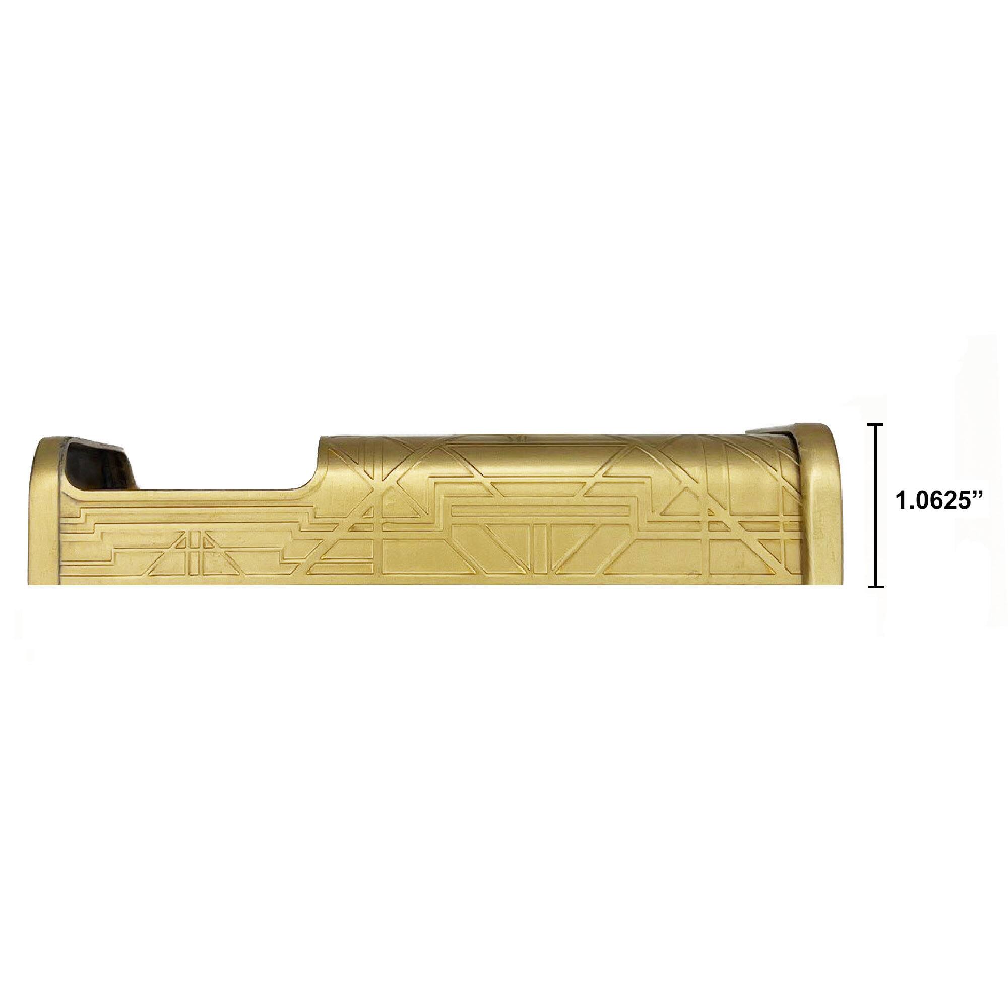 Angle. Michael Healy - Art Deco Video Doorbell Cover (Ring Battery Doorbell 2024 Release) - Satin Brass.