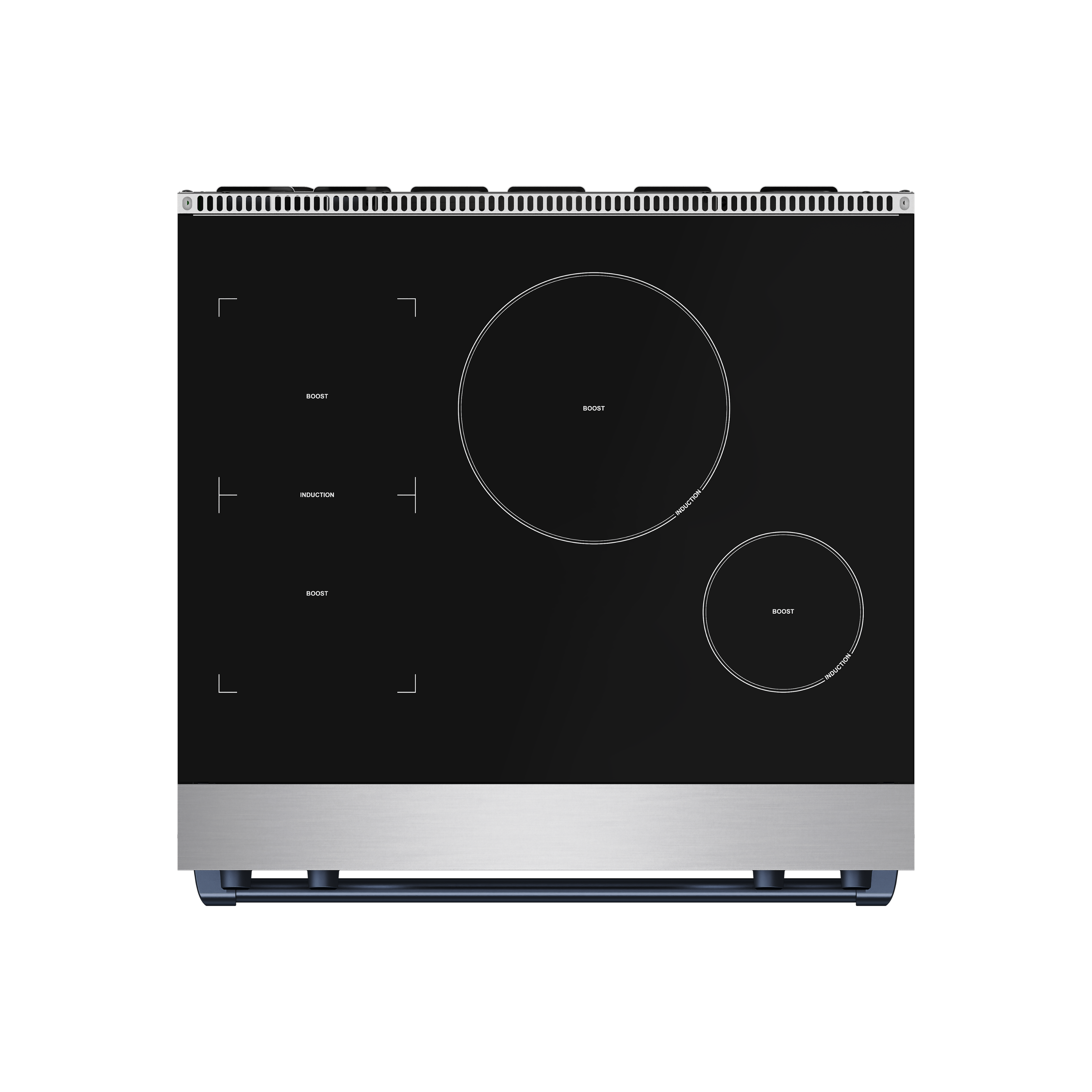 Back. Thor Kitchen - Gordon Ramsay Series by Thor Kitchen 4.8 Cu. Ft Freestanding Induction Range with Navy Blue Hardware - Stainless steel.