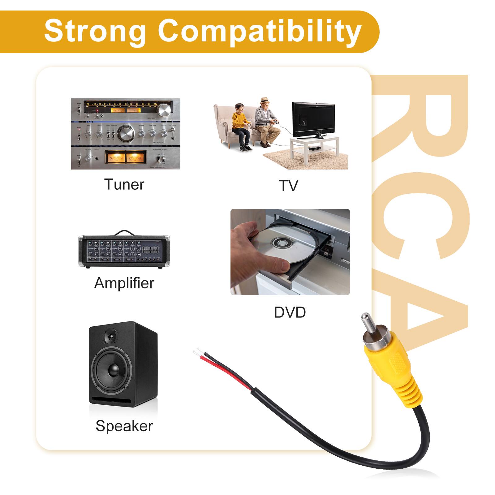 Strong Compatibility  
- Tuner  
- TV  
- Amplifier  
- DVD  
- Speaker