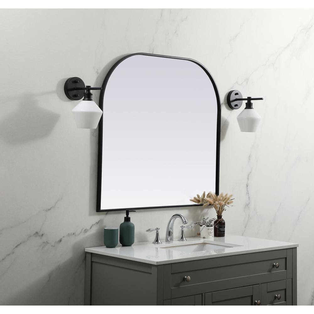 Alt View 4. Elegant Decor - Metal Frame Arch Mirror 36x34 Inch in Black - Black.